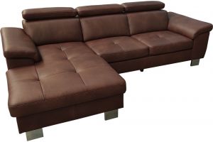 Leather corner sofa - Scandio (Pull-out with laundry compartment)