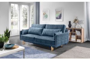 Dīvāns + gulta - Sinio (Izvelkams ar veļas kasti)
