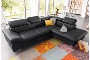 Leather corner sofa XL - Driver (Pull-out with laundry compartment)