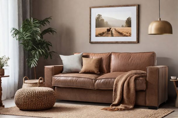 Leather sofa+bed - Texas (Pull-out)