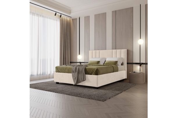 Polsterdatud voodi 160x200 - Aspen ar matraci (Pesukastiga)