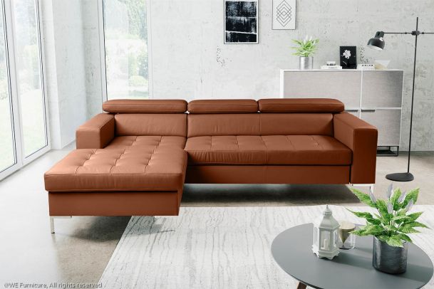 Leather corner sofa - Rico (Pull-out with storage box)